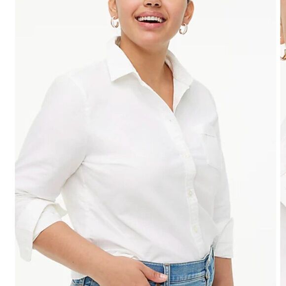 J. Crew Factory BP533 white Petite button-up oxford shirt in signature fit Small - Picture 3 of 11